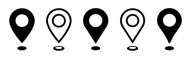 地图图钉图标集，位置图钉简单矢量图标，现代地图指针符号，矢量插图图片下载