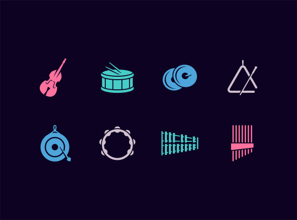 管弦乐队乐器矢量图标集图片下载