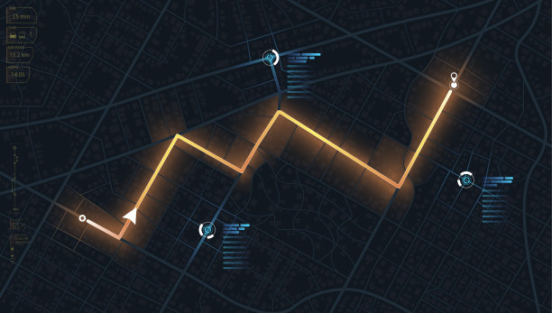 Gps地图设置导航到自己的房子。城市俯视图。从地图上的建筑物俯瞰。城市的详细视图。装饰图形旅游地图。抽象交通背景。向量,插图。图片下载