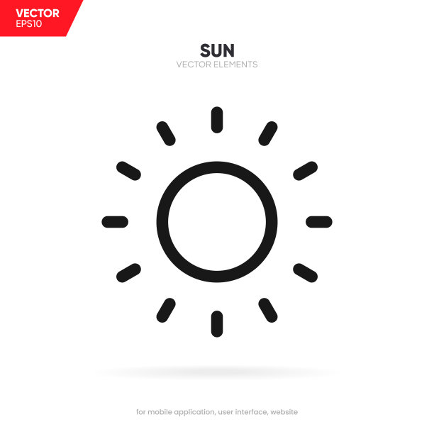 光，强度设置，对比度，亮度，太阳图标符号符号在孤立的白色背景与剪辑路径的UI UX网站移动应用程序。矢量元素EPS10。图片下载