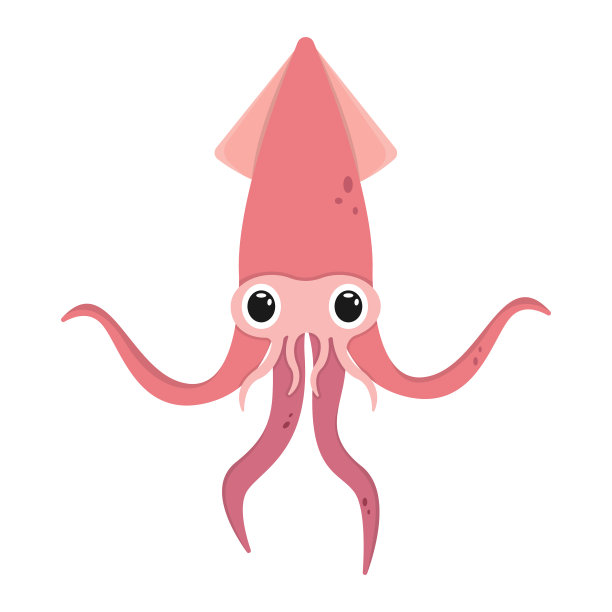 卡通鱿鱼图标矢量设计。图片下载
