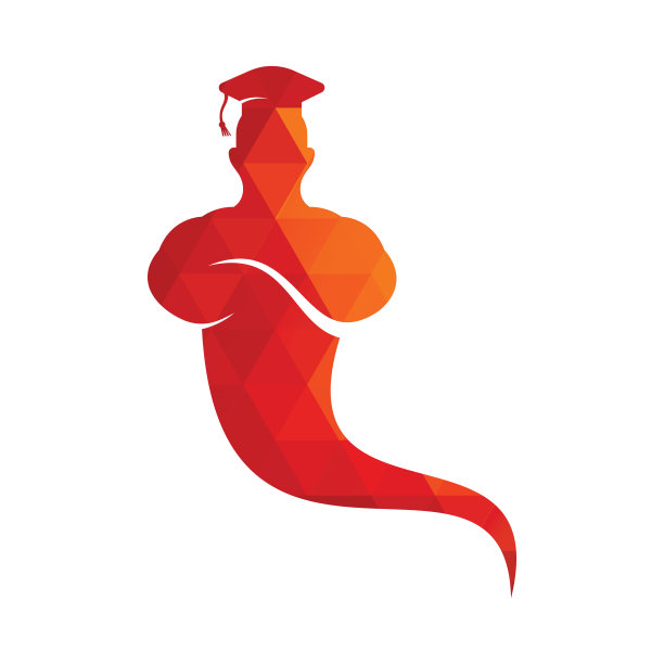 毕业生精灵的标志。精灵Logo设计。图片下载