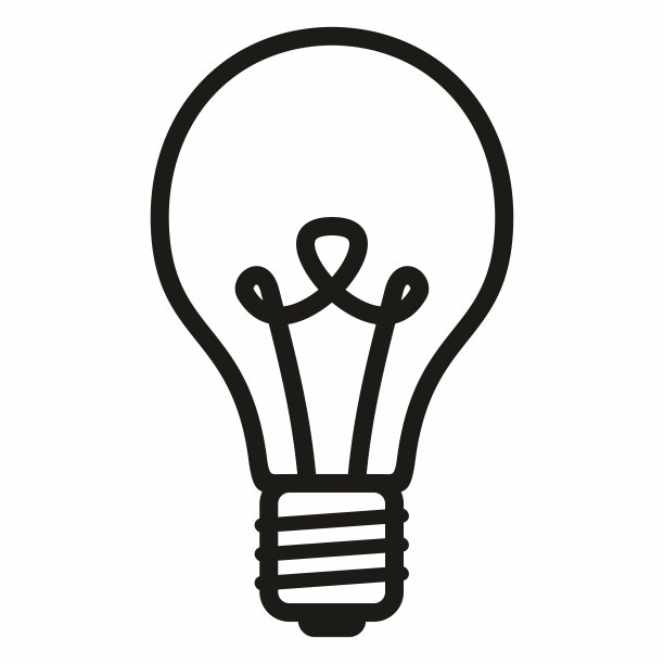 灯泡在简单的图标，标志模型。孤立。矢量插图。图片下载