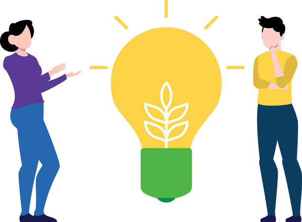 男孩和女孩站在绿色的球茎。图片下载