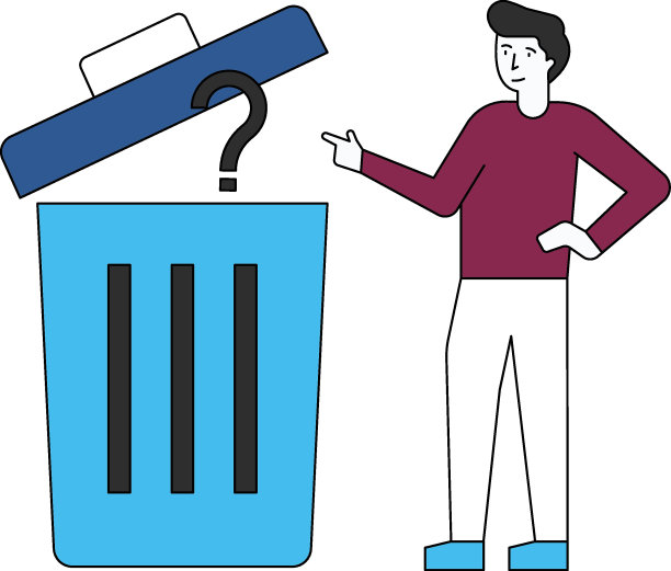 那个男孩站在空垃圾桶旁边。图片下载