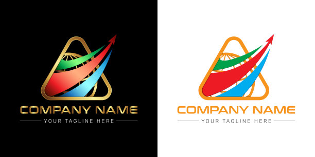 导出标志设计，彩色抽象矢量品牌标志。图片下载