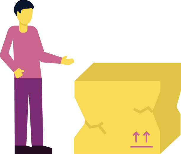 男孩拿着损坏包站在那里。图片下载