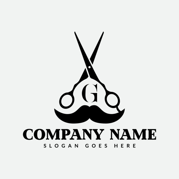 沙龙和理发标志上的字母G标志。理发店图标与标识概念图片下载