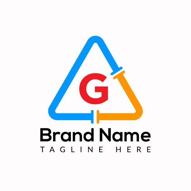 管道模板上的G字母。水喉标志设计概念图片下载