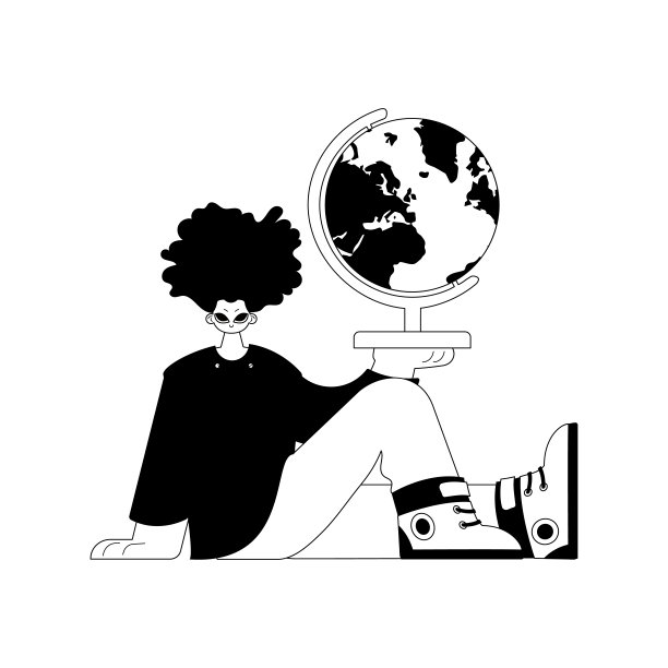 拥有全球的个人。学习主题。暗白线工艺。时尚的风格，矢量插图图片下载