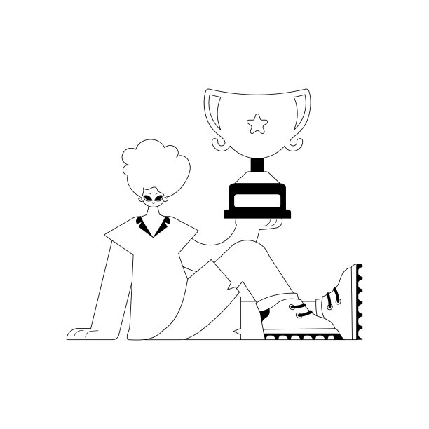 个人将胜利者的手握在手中。破坏和白线工艺。时尚的风格，矢量插图图片下载