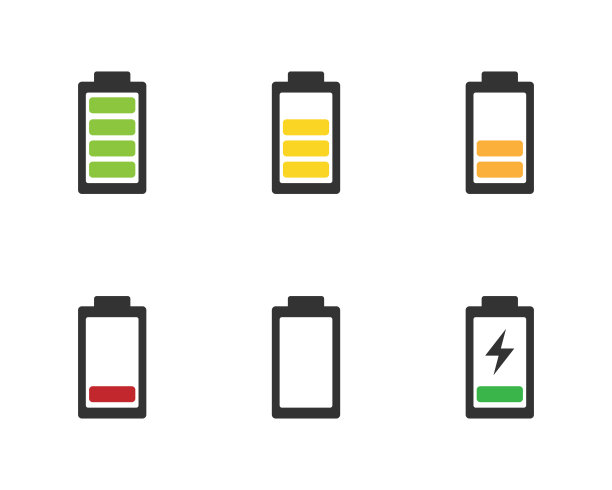 电池图标集，电池充电电量水平指示图片下载