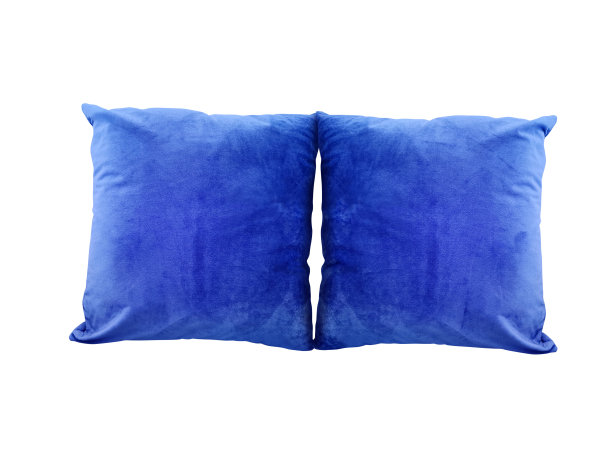 蓝色天鹅绒靠垫套装，用于客厅装饰图片下载