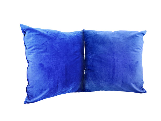 蓝色天鹅绒靠垫套装，用于客厅装饰图片下载