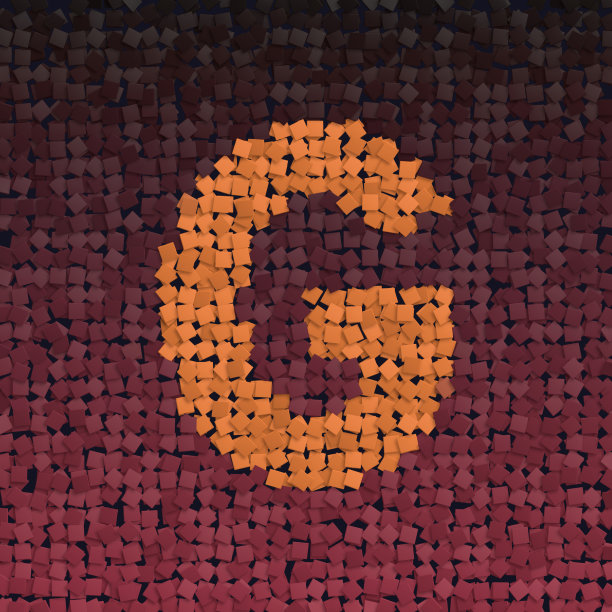 3d渲染的一个橙色字母G在黑暗的背景，马赛克效果，创造性的字母图片下载