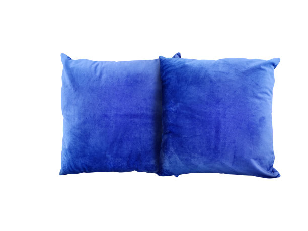 蓝色天鹅绒靠垫套装，用于客厅装饰图片下载