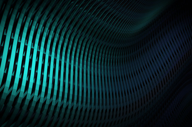 3D插图，抽象蓝色金属扭曲对角条纹图片下载