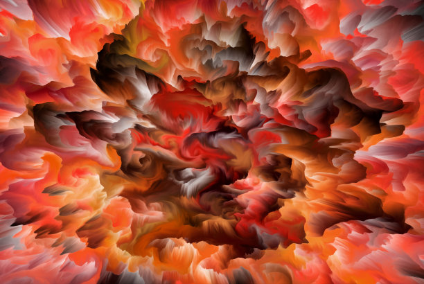 神奇的世界。色彩抽象的奇幻背景，超现实的梦幻风景。三维演示图片下载