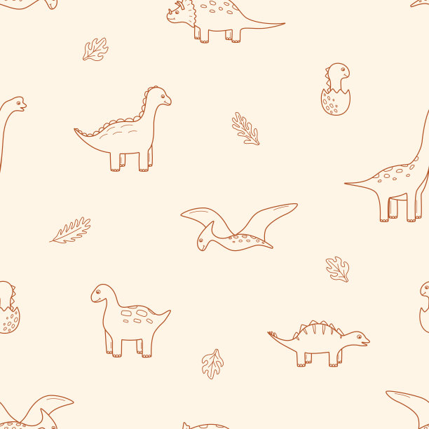 无缝图案的卡通恐龙。矢量插图，孩子的背景或壁纸。图片下载
