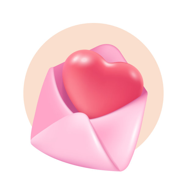 浪漫的心三维矢量插图图片下载