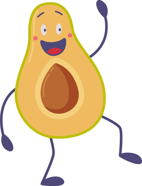 有趣的牛油果人物挥手微笑图片下载