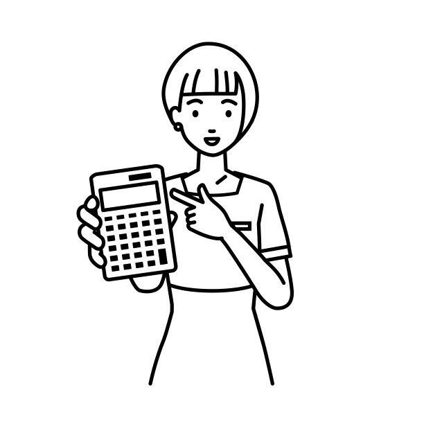 一个美容师，前台女接待员，推荐，提议，展示估价，微笑着指着计算器图片下载