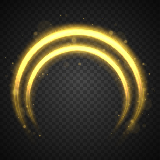 弯曲的黄线旋转。闪闪发光的波浪形小径。图片下载