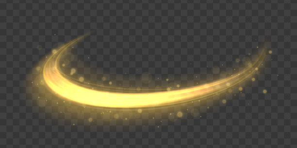 弯曲的黄线旋转。闪闪发光的波浪形小径。图片下载