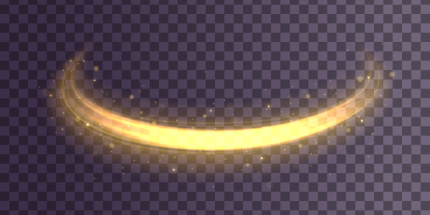 弯曲的黄线旋转。闪闪发光的波浪形小径。图片下载