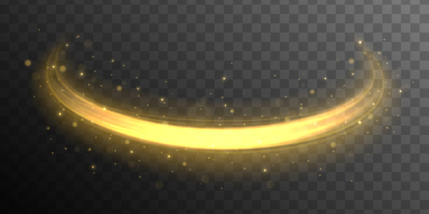 弯曲的黄线旋转。闪闪发光的波浪形小径。图片下载