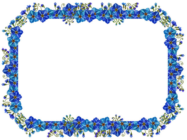 矩形手绘水彩蓝色勿忘我花与绿色的树枝和草为婚礼花束，母亲节，父亲节，情人节，生日，春夏邀请，花卉标签。图片下载