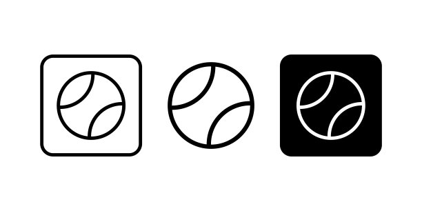 黑色网球剪影。网球图标。球设计矢量插图。图片下载