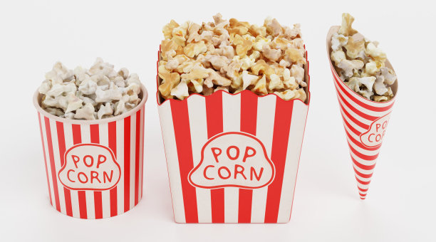 现实的3D渲染爆米花在杯图片下载