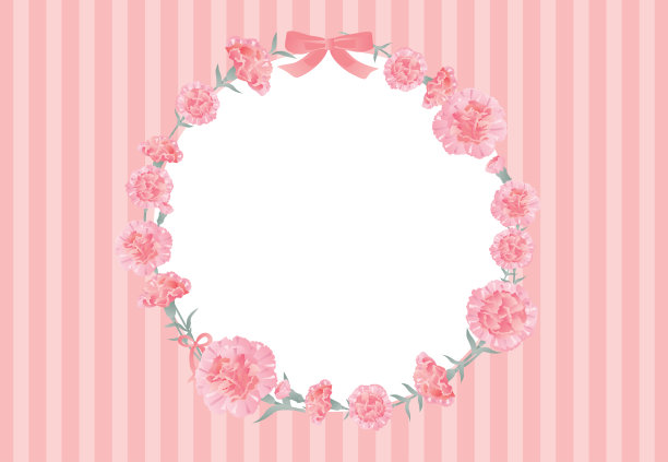 母亲节快乐，粉红色康乃馨贺卡。图片下载