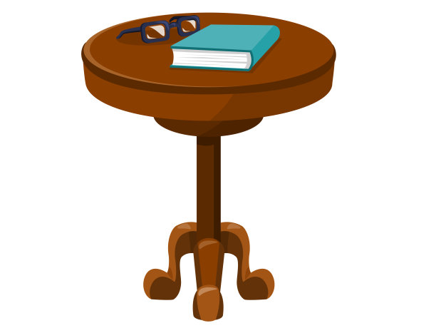 桌子，书和眼镜边桌图标插图。矢量图图片下载