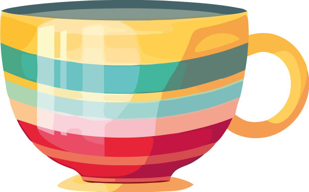 带有抽象图案的黄色马克杯可盛卡布奇诺图片下载