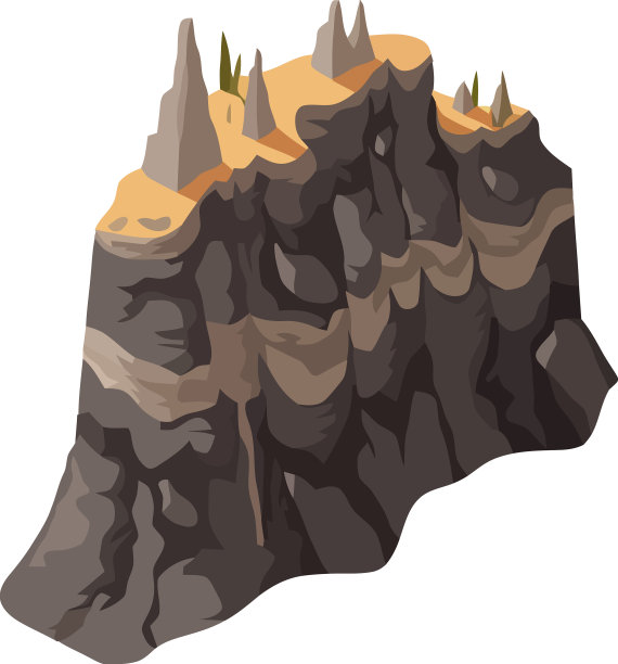 孤立山剪影开采花岗岩图片下载