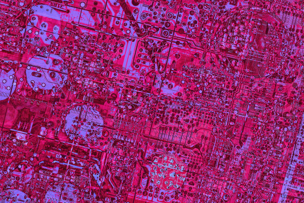 彩色电子印刷电路板细节程式化的超现实艺术表现图片下载