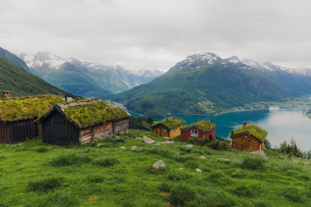 风景优美的高角度视图田园诗般的山谷与峡湾景色在挪威图片下载