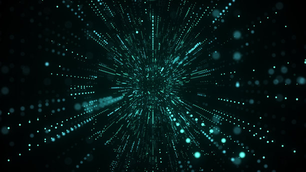 抽象科幻隧道。数字数据库网络空间。解码算法在漏斗中破解软件。有粒子网络安全的虫洞。3 d门户。3 d渲染。图片下载