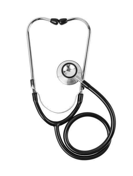 将黑色听诊器隔离在白色背景上，保存剪切路径。图片下载