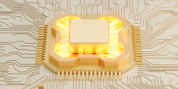 赛博朋克AI的3D渲染。电路板。技术背景。中央计算机处理器CPU和GPU的概念。主板数字芯片。科技背景。图片下载