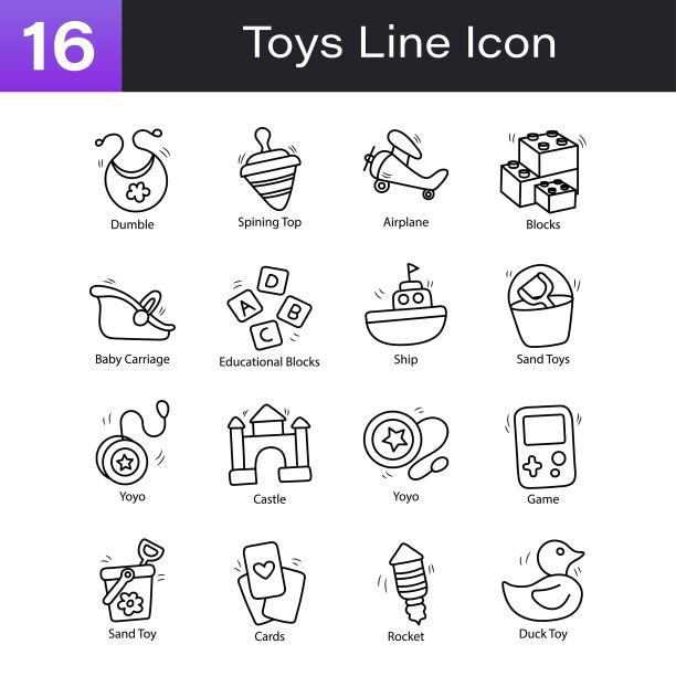 玩具手绘大纲图标集01。Eps 10文件图片下载