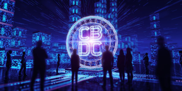 新型数字货币CBDC。虚拟城市概念图片下载