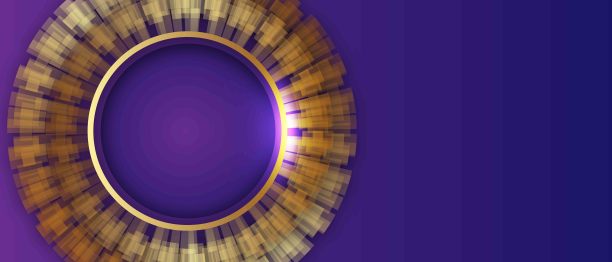 一套金色的丝带在紫色的背景图片下载