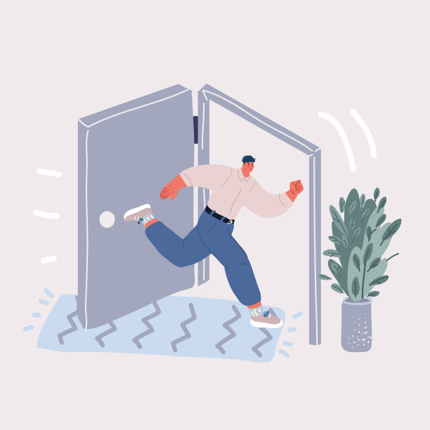 商人跑向出口。从办公室紧急逃生和疏散矢量业务概念。辞去日常工作。事业死胡同的出路在于成功或工作困难的退出。向量图片下载