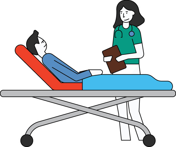 女孩正在检查男孩的情况。图片下载