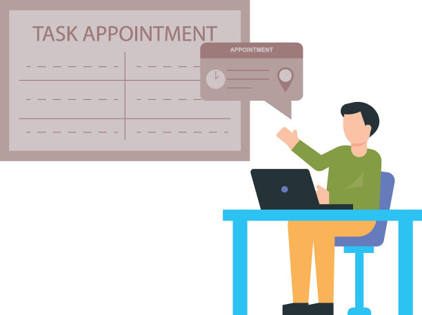 这个男孩正在做一个任务预约。图片下载