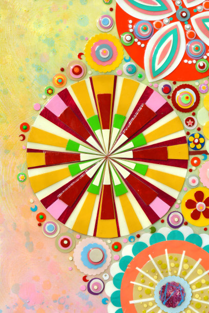 一束花，抽象彩色丙烯油画在画布上，三维，三维压花和雕刻。独特的技术。仿花表面。高质感的。图片下载