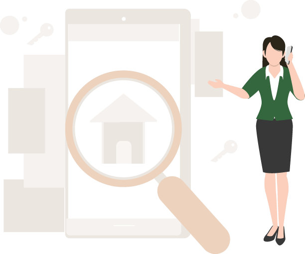 一个女孩在打电话找房子。图片下载